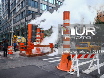  Steam vents in Manhattan, New York, United States of America, on July 6th, 2024.
 (