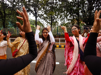 A Nepali devout is performing a dance ahead of the Lord Jagannath chariot that is rolling out on the street of Kathmandu, Nepal, on July 7,...