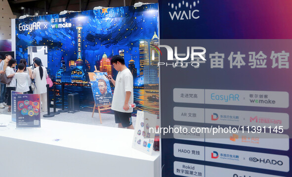 The VR Meta-Universe Gaming Experience Hall is being showcased at the 2024 WAIC in Shanghai, China, on July 7, 2024. 