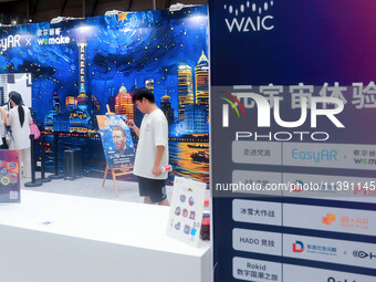 The VR Meta-Universe Gaming Experience Hall is being showcased at the 2024 WAIC in Shanghai, China, on July 7, 2024. (