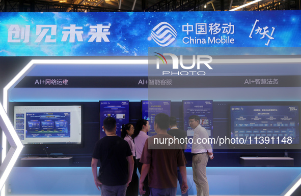 China Mobile is exhibiting at the 2024 WAIC in Shanghai, China, on July 7, 2024. 