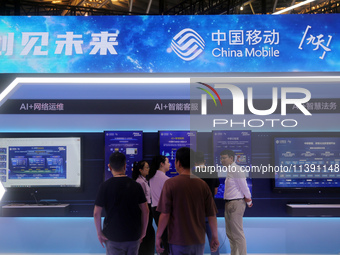 China Mobile is exhibiting at the 2024 WAIC in Shanghai, China, on July 7, 2024. (