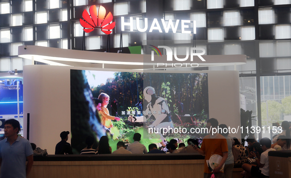 Huawei Pavilion is participating at the 2024 WAIC in Shanghai, China, on July 7, 2024. 