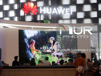 Huawei Pavilion is participating at the 2024 WAIC in Shanghai, China, on July 7, 2024. (