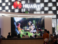 Huawei Pavilion is participating at the 2024 WAIC in Shanghai, China, on July 7, 2024. (