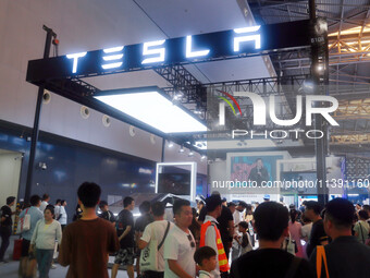 Tesla Pavilion is being showcased at the 2024 WAIC in Shanghai, China, on July 7, 2024. (