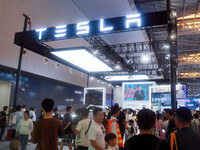 Tesla Pavilion is being showcased at the 2024 WAIC in Shanghai, China, on July 7, 2024. (