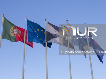 A general of Portugal, Europe, Lisbon, and EUDA flags is being displayed on July 7, 2024, in Lisbon, Portugal. The new European Union Drugs...