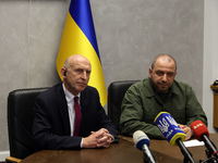 John Healey, the Secretary of State for Defence of the UK, and Rustem Umerov, the Minister of Defence of Ukraine, are holding a joint briefi...