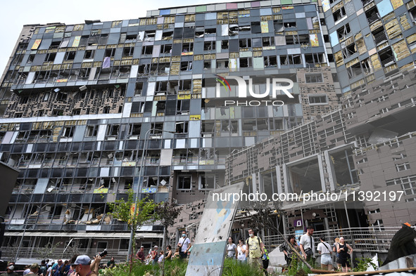 A view is showing the site of Okhmatdyt children's hospital damaged by Russian missiles in Kyiv, Ukraine, on July 8, 2024, amid Russia's inv...