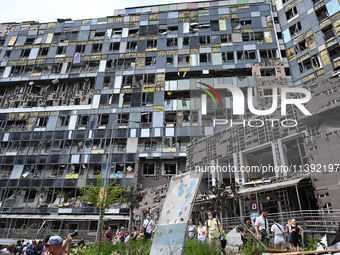 A view is showing the site of Okhmatdyt children's hospital damaged by Russian missiles in Kyiv, Ukraine, on July 8, 2024, amid Russia's inv...