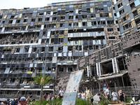 A view is showing the site of Okhmatdyt children's hospital damaged by Russian missiles in Kyiv, Ukraine, on July 8, 2024, amid Russia's inv...