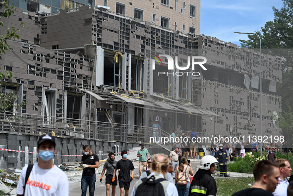 A view is showing the site of Okhmatdyt children's hospital damaged by Russian missiles in Kyiv, Ukraine, on July 8, 2024, amid Russia's inv...