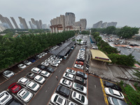 Charging stations are filling with charging vehicles in Shenyang, China, on July 8, 2024. It is understood that the charging station is sett...