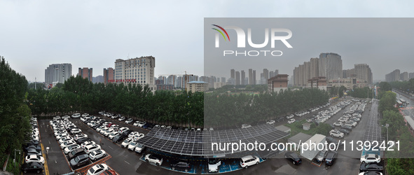 Charging stations are filling with charging vehicles in Shenyang, China, on July 8, 2024. It is understood that the charging station is sett...