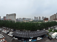 Charging stations are filling with charging vehicles in Shenyang, China, on July 8, 2024. It is understood that the charging station is sett...