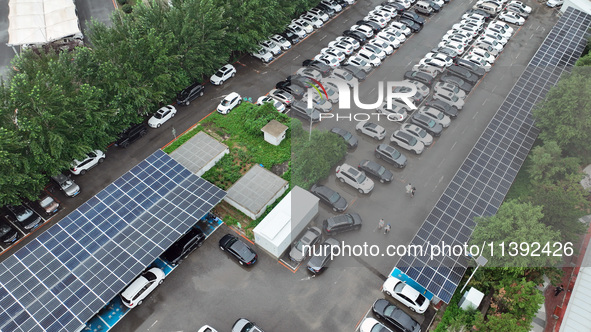 Charging stations are filling with charging vehicles in Shenyang, China, on July 8, 2024. It is understood that the charging station is sett...