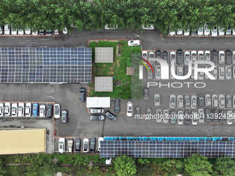 Charging stations are filling with charging vehicles in Shenyang, China, on July 8, 2024. It is understood that the charging station is sett...