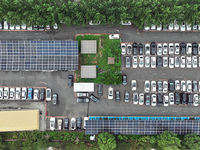 Charging stations are filling with charging vehicles in Shenyang, China, on July 8, 2024. It is understood that the charging station is sett...