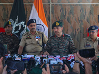 Officials are holding a joint press conference of the Indian Army and Police at an army base in Anantnag, south of Srinagar, Jammu and Kashm...