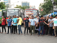 Students and job aspirants are blocking the Gulisthan intersection during a protest demanding the reinstatement of the Bangladesh government...