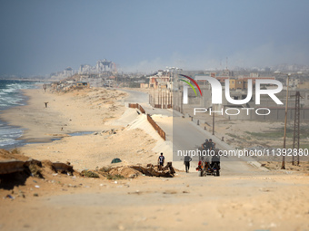 A picture is showing smoke billowing during Israeli bombardment on Gaza City in Nuseirat, in the central Gaza Strip, on July 8, 2024, amid t...