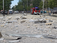 Debris is covering the ground near the Lukianivska metro station during a Russian missile attack in Kyiv, Ukraine, on July 8, 2024. NO USE R...