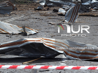 Debris is covering the ground near the Lukianivska metro station during a Russian missile attack in Kyiv, Ukraine, on July 8, 2024. NO USE R...