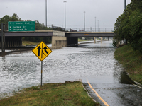 Flooding is being seen on I10 at Washington St. in Houston, Texas, on July 8, 2024. (