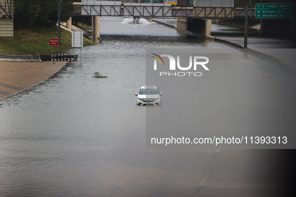 Flooding is being seen on I10 at Washington St. in Houston, Texas, on July 8, 2024. 