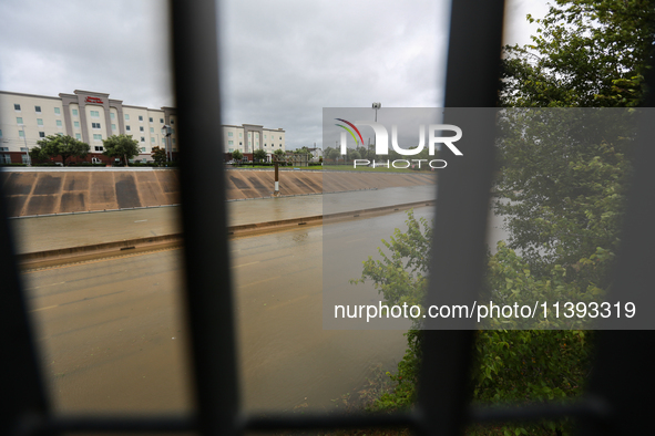 Flooding is being seen on I10 at Washington St. in Houston, Texas, on July 8, 2024. 