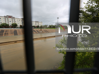 Flooding is being seen on I10 at Washington St. in Houston, Texas, on July 8, 2024. (