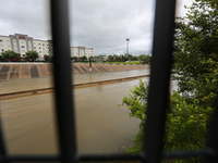 Flooding is being seen on I10 at Washington St. in Houston, Texas, on July 8, 2024. (