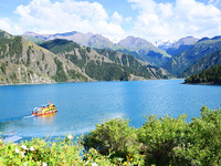 Tourists are visiting the Tianchi Scenic spot in Fukang, China, on July 8, 2024. (