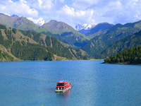 Tourists are visiting the Tianchi Scenic spot in Fukang, China, on July 8, 2024. (