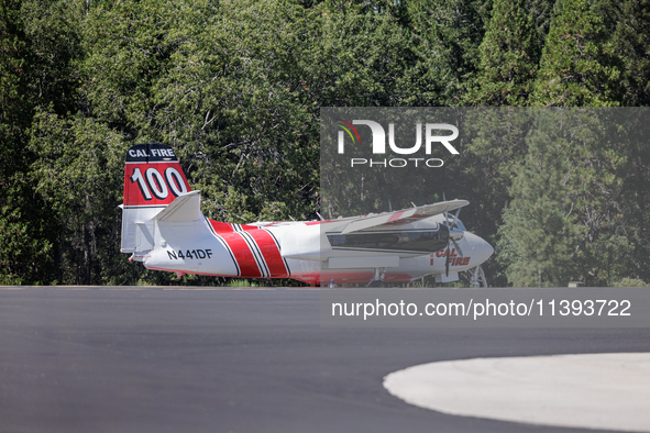 Cal Fire planes are using Grass Valley Air Attack Base at the Nevada County Airport to support firefighting efforts against the Royal Fire b...