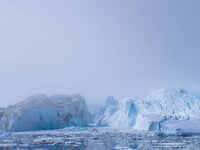 The Ilulissat Icefjord, also known as Sermeq Kujalleq, is draining approximately 7% of Greenland's ice sheet in Ilulissat, Greenland, on Jun...