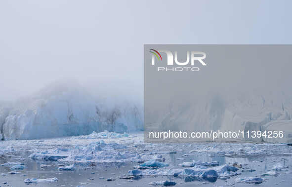 The Ilulissat Icefjord, also known as Sermeq Kujalleq, is draining approximately 7% of Greenland's ice sheet in Ilulissat, Greenland, on Jun...