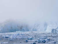 The Ilulissat Icefjord, also known as Sermeq Kujalleq, is draining approximately 7% of Greenland's ice sheet in Ilulissat, Greenland, on Jun...