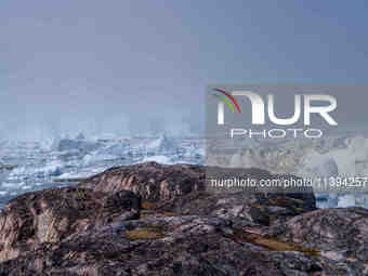 The Ilulissat Icefjord, also known as Sermeq Kujalleq, is draining approximately 7% of Greenland's ice sheet in Ilulissat, Greenland, on Jun...