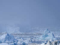 The Ilulissat Icefjord, also known as Sermeq Kujalleq, is draining approximately 7% of Greenland's ice sheet in Ilulissat, Greenland, on Jun...