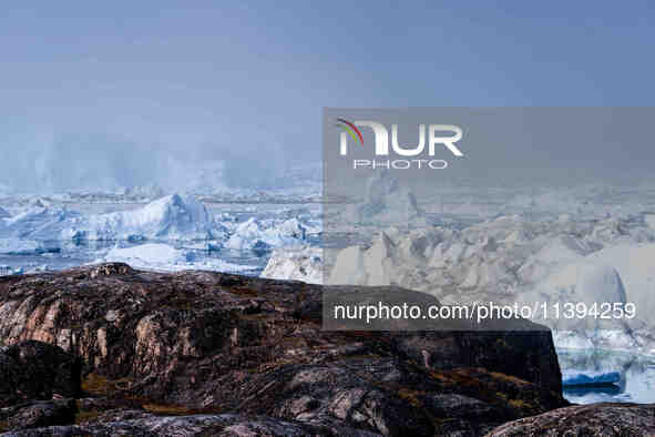 The Ilulissat Icefjord, also known as Sermeq Kujalleq, is draining approximately 7% of Greenland's ice sheet in Ilulissat, Greenland, on Jun...