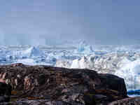 The Ilulissat Icefjord, also known as Sermeq Kujalleq, is draining approximately 7% of Greenland's ice sheet in Ilulissat, Greenland, on Jun...