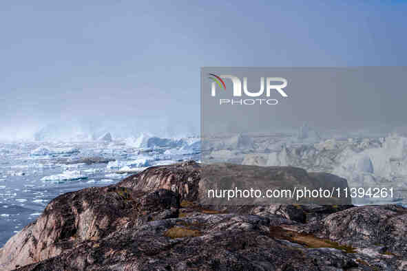 The Ilulissat Icefjord, also known as Sermeq Kujalleq, is draining approximately 7% of Greenland's ice sheet in Ilulissat, Greenland, on Jun...