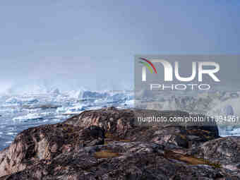 The Ilulissat Icefjord, also known as Sermeq Kujalleq, is draining approximately 7% of Greenland's ice sheet in Ilulissat, Greenland, on Jun...