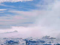 The Ilulissat Icefjord, also known as Sermeq Kujalleq, is draining approximately 7% of Greenland's ice sheet in Ilulissat, Greenland, on Jun...