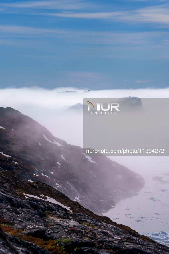 The Ilulissat Icefjord, also known as Sermeq Kujalleq, is draining approximately 7% of Greenland's ice sheet in Ilulissat, Greenland, on Jun...