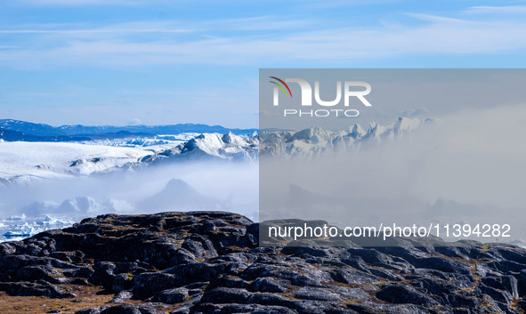 The Ilulissat Icefjord, also known as Sermeq Kujalleq, is draining approximately 7% of Greenland's ice sheet in Ilulissat, Greenland, on Jun...