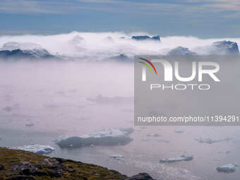 The Ilulissat Icefjord, also known as Sermeq Kujalleq, is draining approximately 7% of Greenland's ice sheet in Ilulissat, Greenland, on Jun...