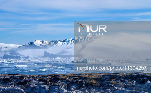 The Ilulissat Icefjord, also known as Sermeq Kujalleq, is draining approximately 7% of Greenland's ice sheet in Ilulissat, Greenland, on Jun...